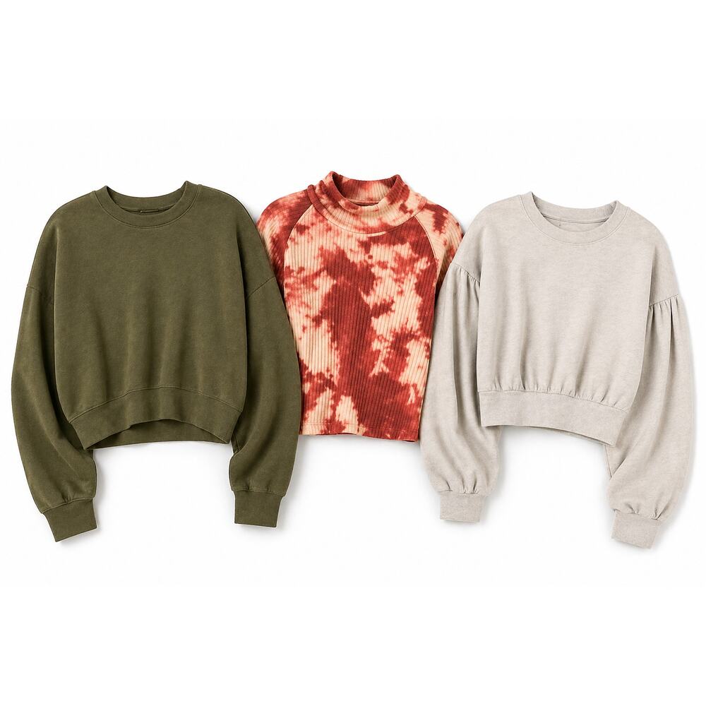 Abound Nordstrom Tops Bundle 3pc Medium NWT Tie Dye Crop Sweatshirt Set